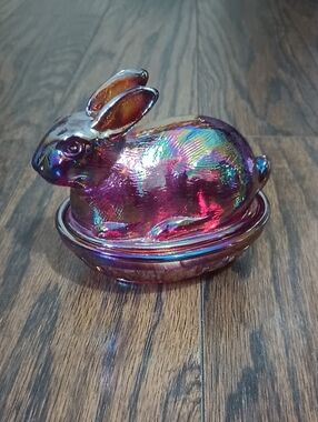Iridescent Purple Bunny Glass Dish - Home Accents